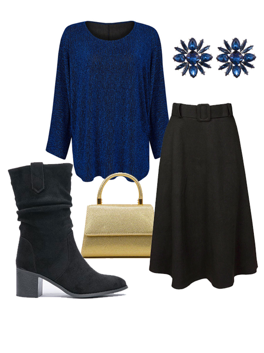 Top Glitter Blauw Shop the look