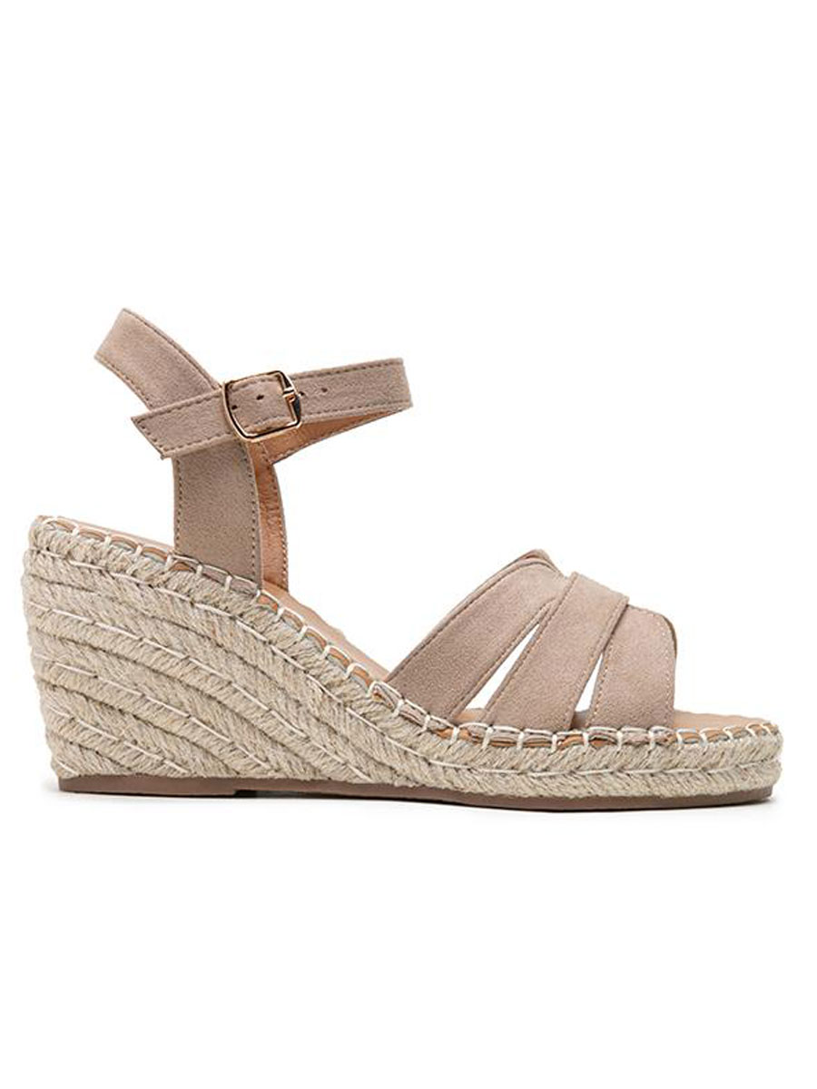 Sandalen Wedge Taupe zijkant