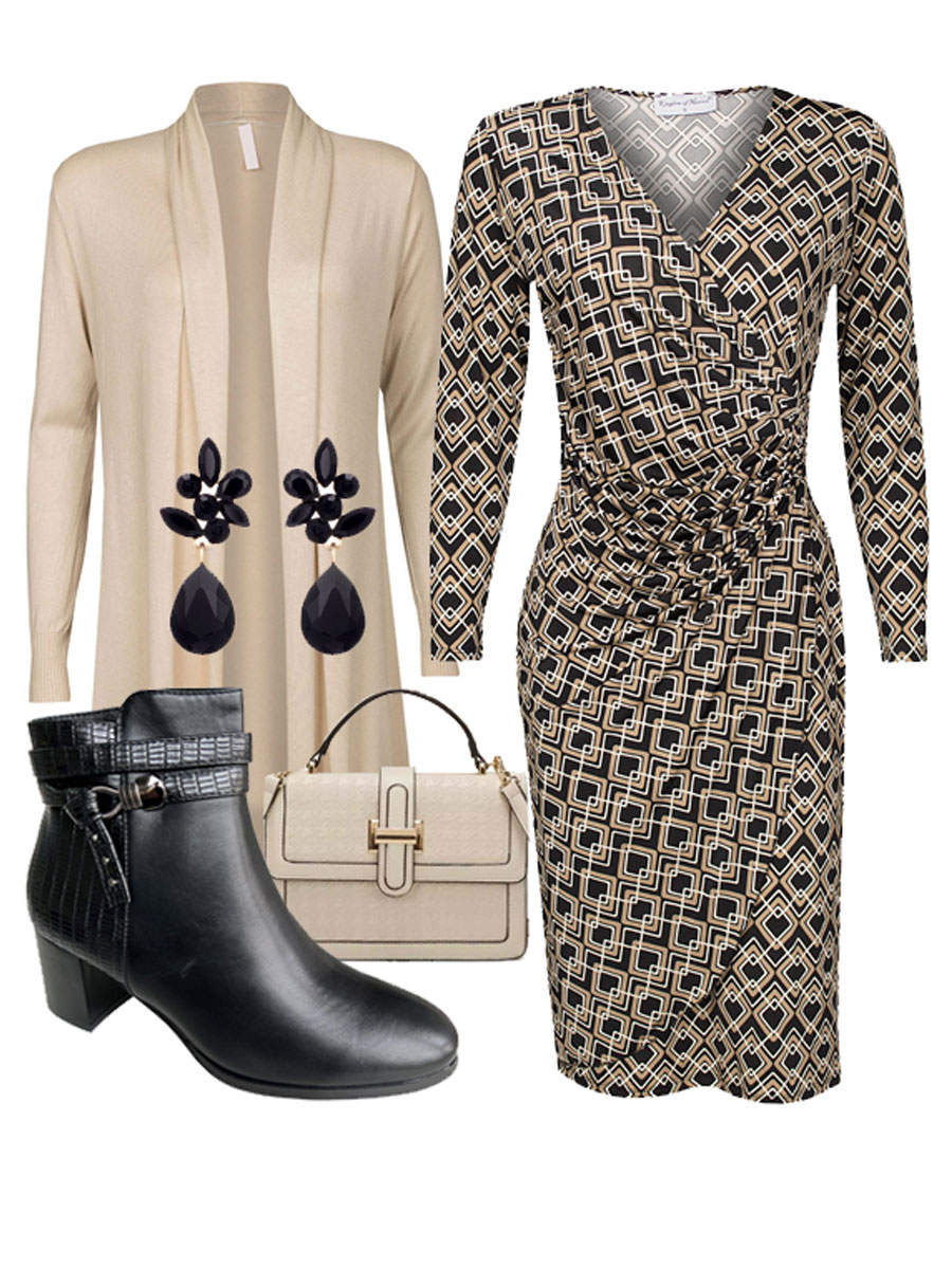 Jurk Anoeska Beige Shop the look met vest