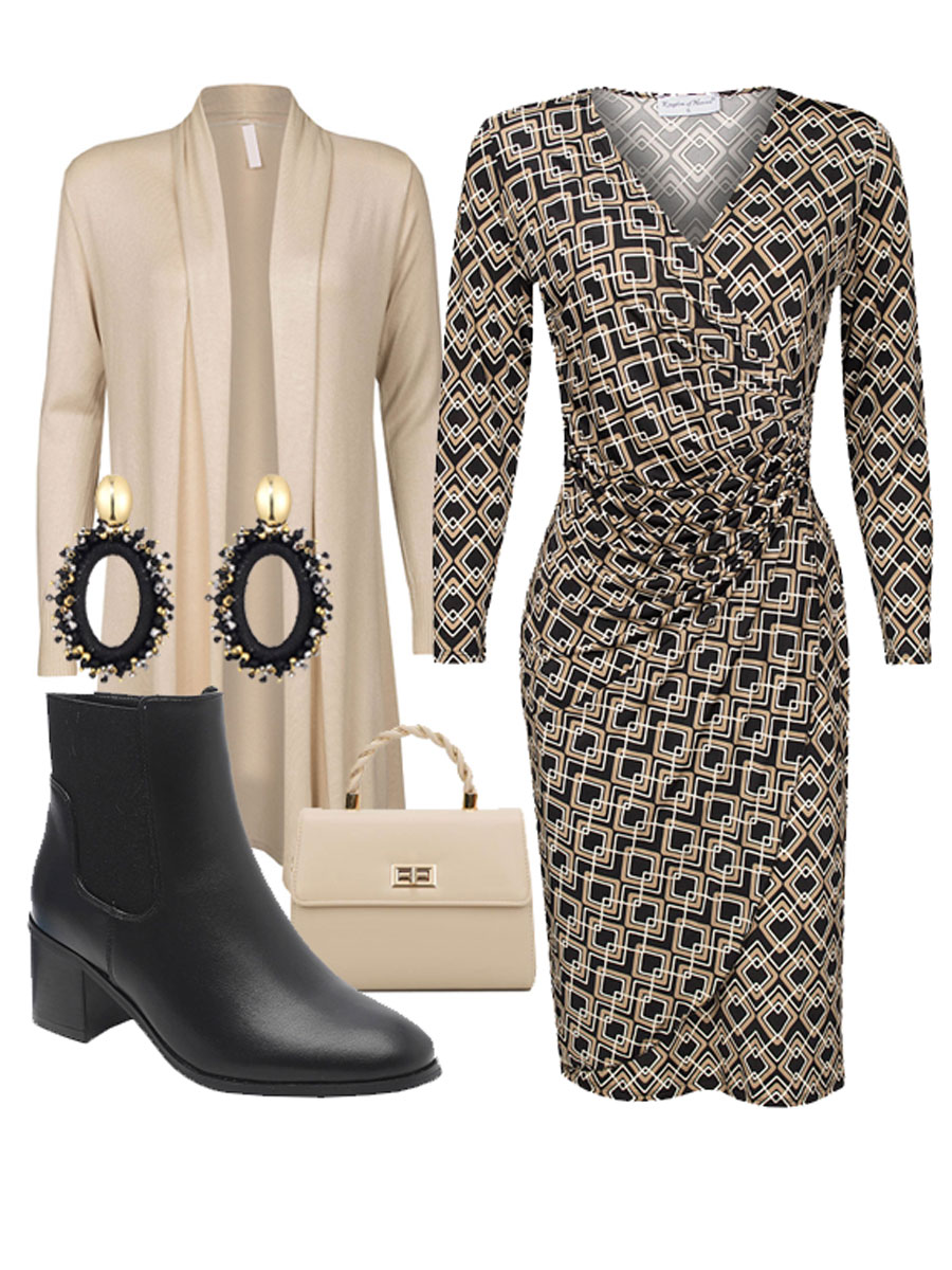 Jurk Anoeska Beige Shop the look met vest