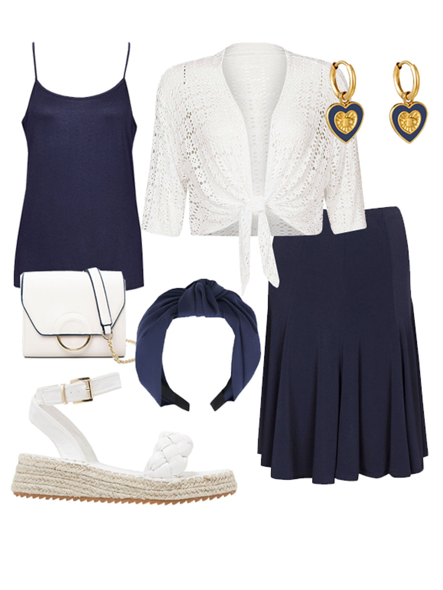 Rok Midi Navy Shop the look