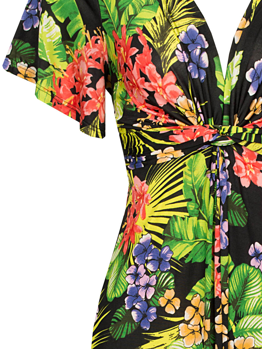 Jurk Tropical Zwart detail