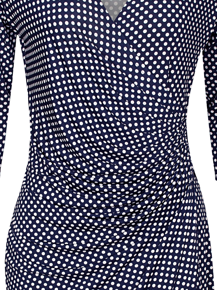Jurk Stippen Navy mw detail