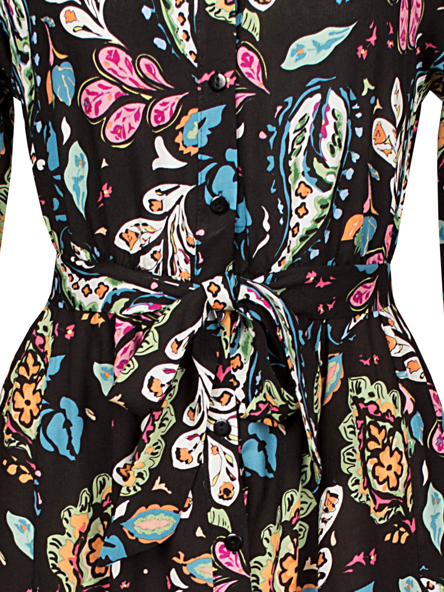 Maxi Blousejurk Gekleurd detail print