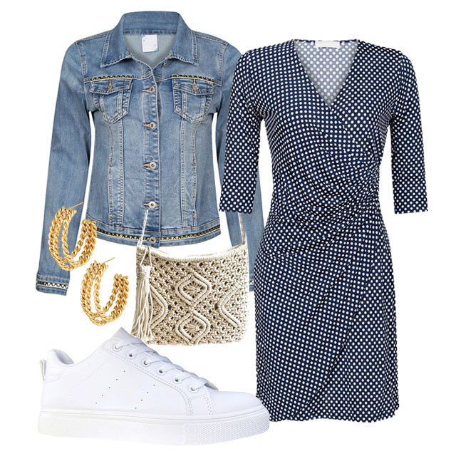 Jurk Stippen Blauw Shop the look met jack