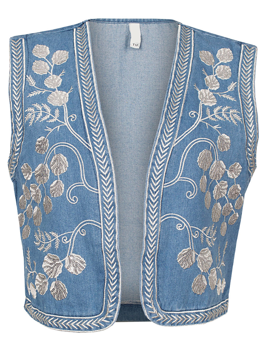 Gilet Denim Broderie