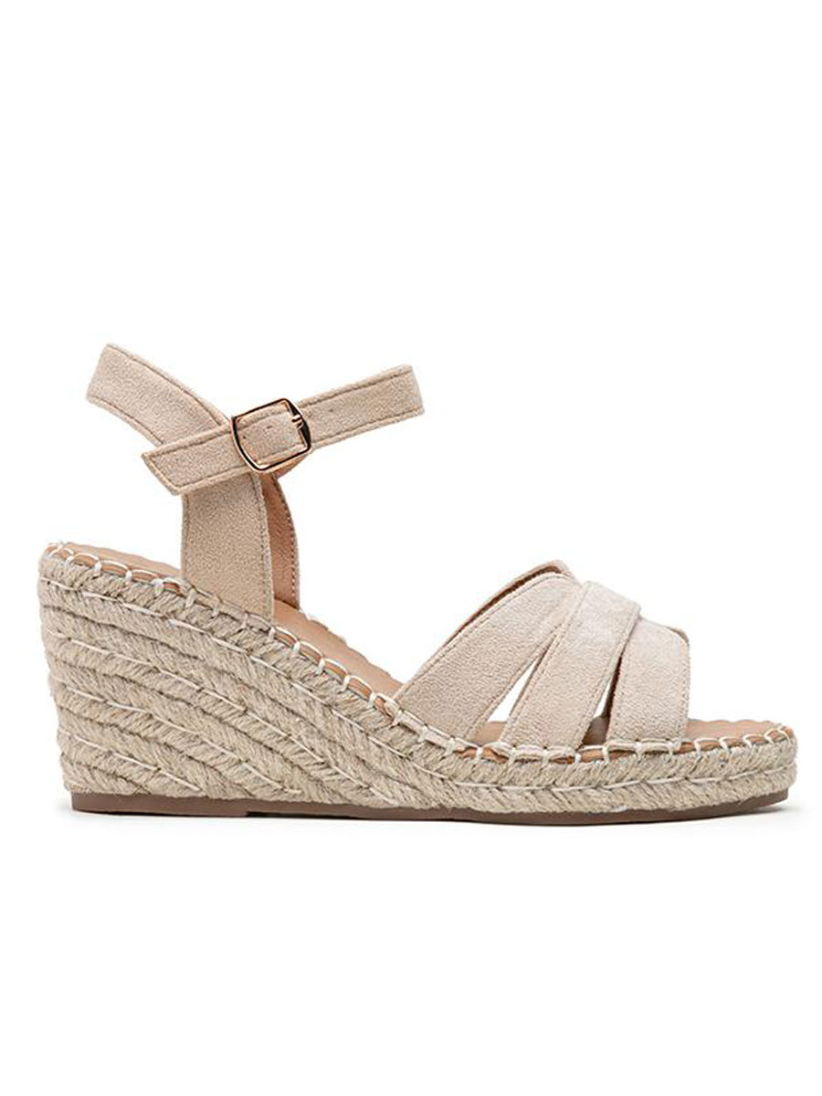 Sandalen Wedge Beige zijkant