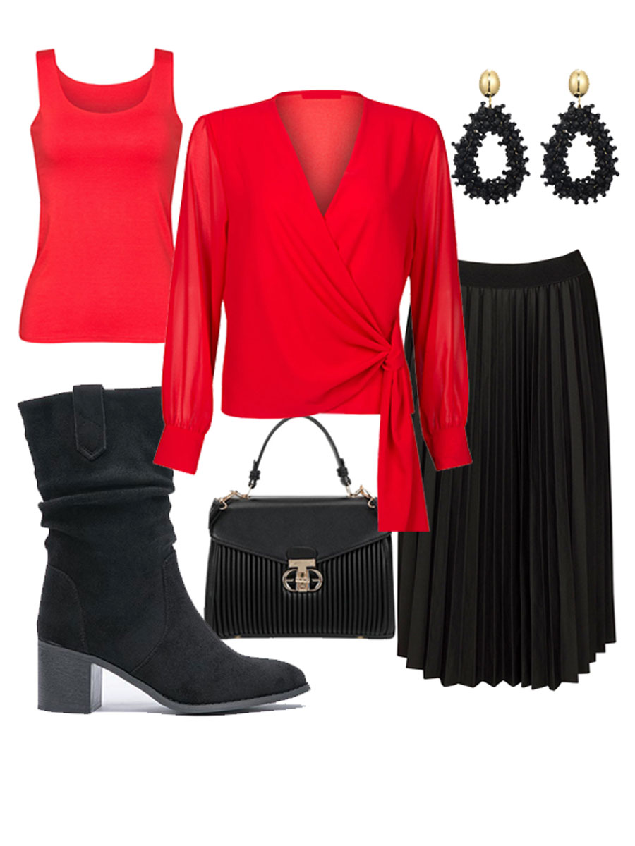 Blouse Overslag Effen Rood Shop the look