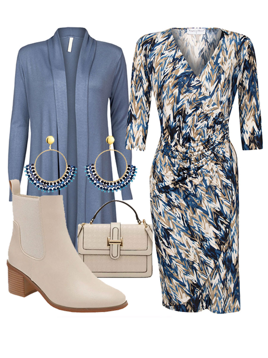 Jurk Anouk Blauw Shop the look met vest