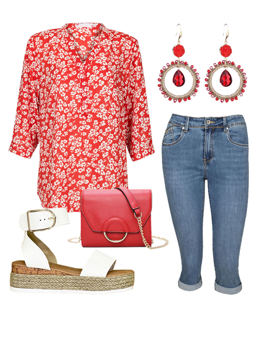 Blouse Bloemetjes Rood Shop the look