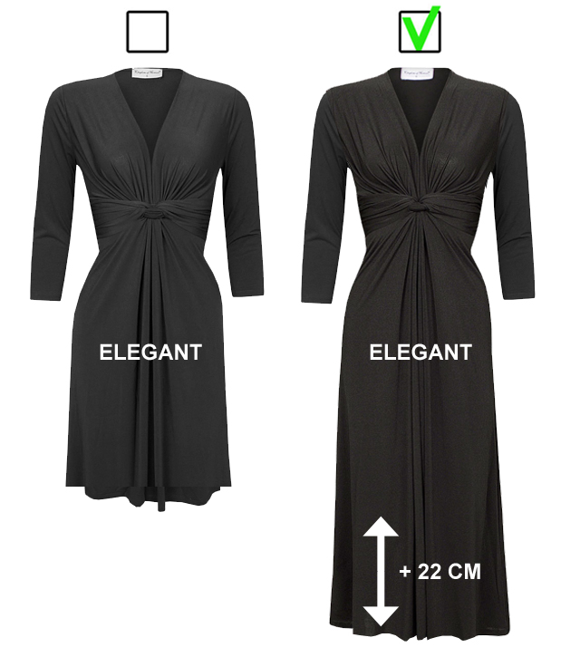 Jurk Elegant Petrol, model Elegant met extra lengte