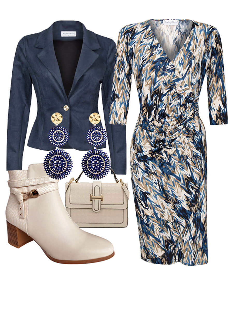 Jurk Anouk Blauw Shop the look met blazer