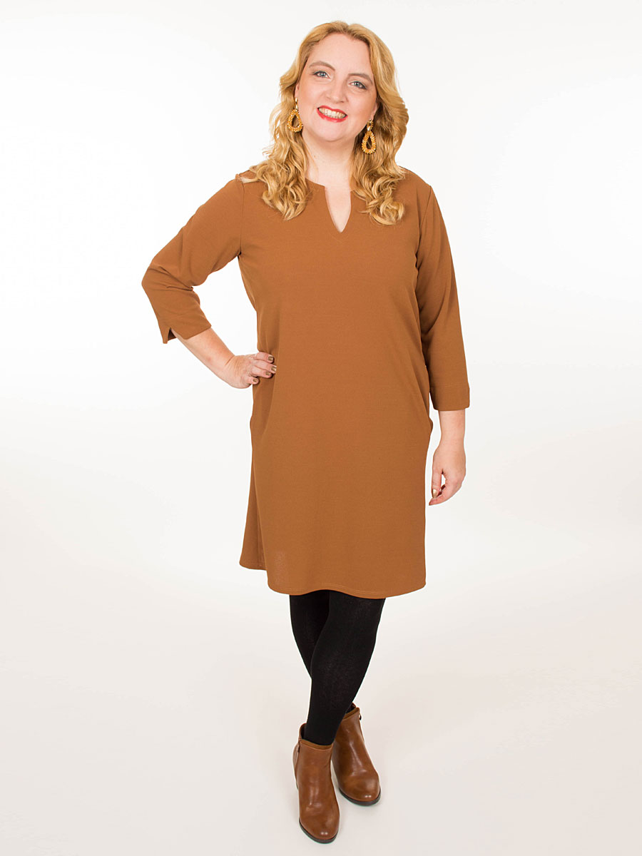 Jurk Savannah Camel hand in zij