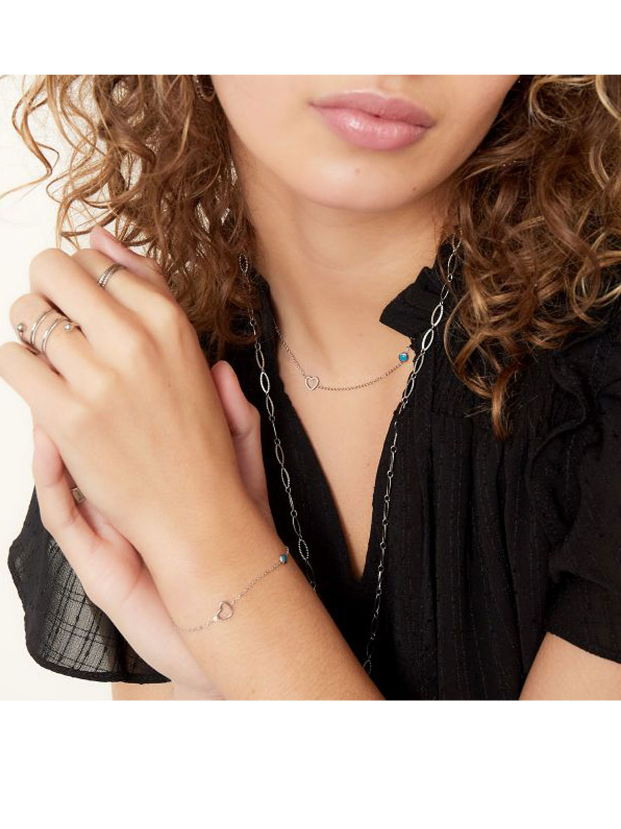 Halsketting Geboortesteen September zilver met armband