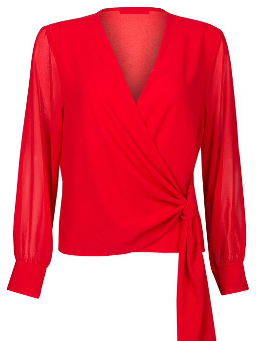 Blouse Overslag Effen Rood