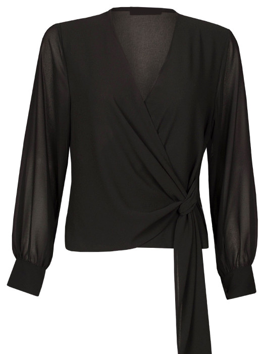 Blouse Overslag Effen Zwart