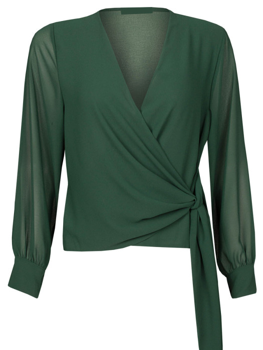 Blouse Overslag Effen Groen